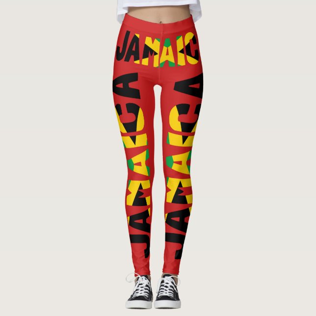 Jamaican Flag Red Leggings (Front)