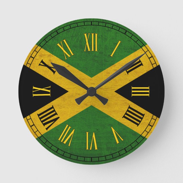 Jamaican Flag Round Clock (Front)