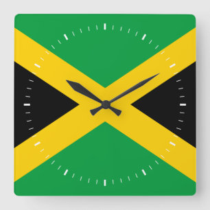 Jamaican Flag Square Wall Clock