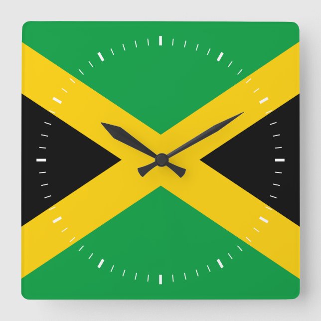 Jamaican Flag Square Wall Clock (Front)