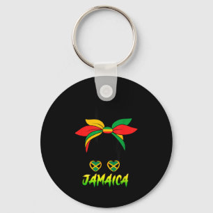 Jamaican Girl Jamaica Flag Pride Black Woman Afro Keychain