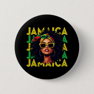 Jamaican Girl Jamaica Flag Proud Jamaican Women 2 Inch Round Button