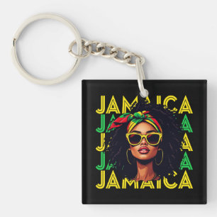 Jamaican Girl Jamaica Flag Proud Jamaican Women Keychain
