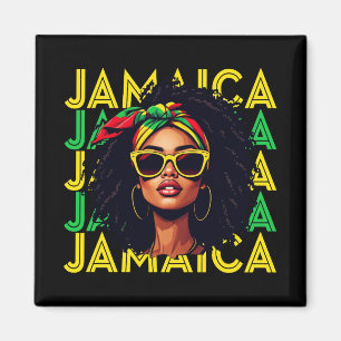 Jamaican Girl Jamaica Flag Proud Jamaican Women Magnet