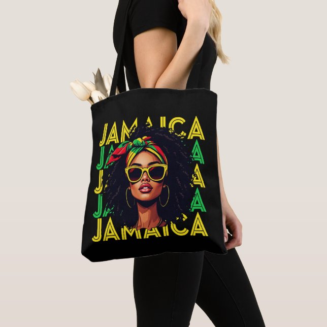 Jamaican Girl Jamaica Flag Proud Jamaican Women Tote Bag (Close Up)