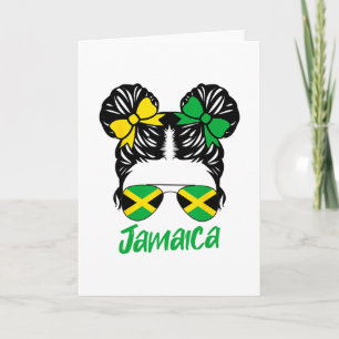 Jamaican Girl Messy Bun Jamaica Summer Vacation Gi Card