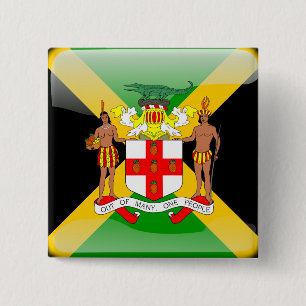 Jamaican glossy flag 2 inch square button