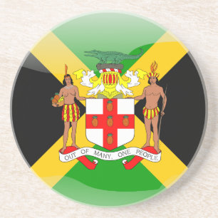 Jamaican glossy flag coaster