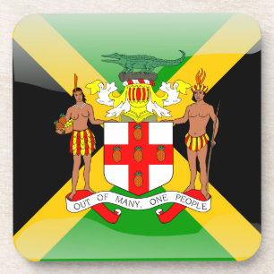 Jamaican glossy flag coaster