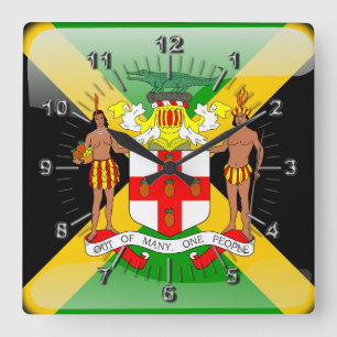 Jamaican glossy flag square wall clock