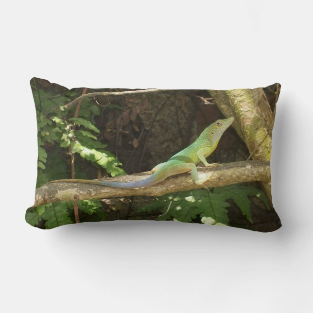 Jamaican Green Lizard Lumbar Pillow (Front)