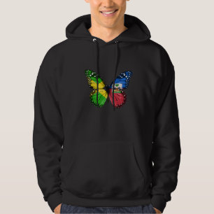 Jamaican Haitian Flag Butterfly   Hoodie