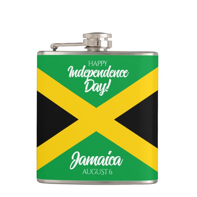 Jamaican Independence Day Jamaica National Flag Hip Flask (Front)