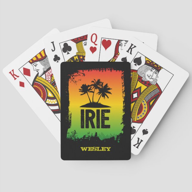Jamaican IRIE Rasta Flag Colors Tropical Playing Cards (Back)