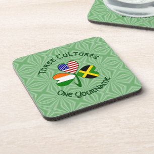 Jamaican Irish American Flags Shamrock Your Name Coaster
