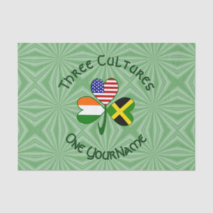 Jamaican Irish American Shamrock Flag Personalized Tissue Paper