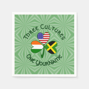 Jamaican Irish American Shamrock Personalized  Napkin