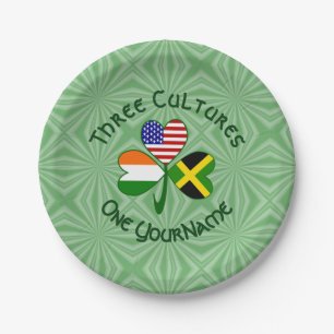 Jamaican Irish USA Flags Shamrock Personalized  Paper Plate