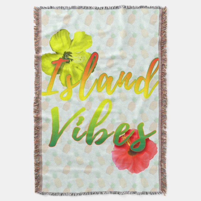 Jamaican Island Vibes Throw Blanket (Front Vertical)