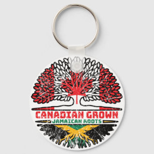 Jamaican Jamaica Canadian Canada Tree Roots Flag Keychain