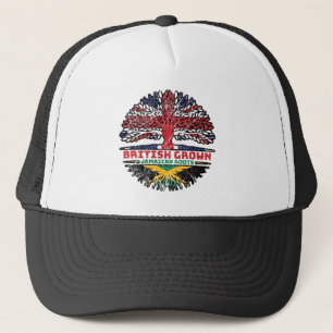 Jamaican Jamaica Uk United Kingdom British Tree Trucker Hat