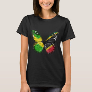 Jamaican Kittian Flag Butterfly T-Shirt