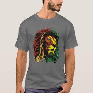 Jamaican Lion Jamaican Rasta Flag Lion of Judah Re T-Shirt