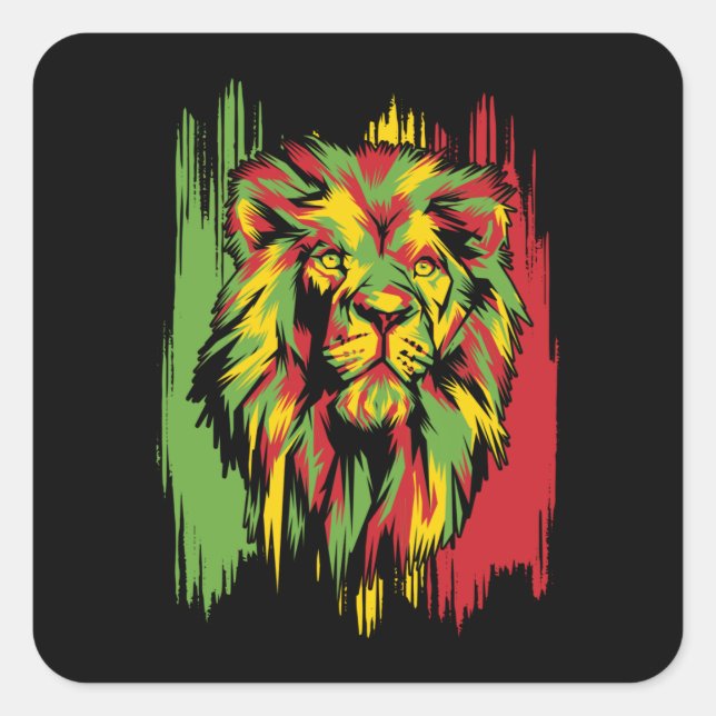 Jamaican Lion Rasta African Reggae Square Sticker (Front)