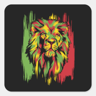 Jamaican Lion Rasta African Reggae Square Sticker