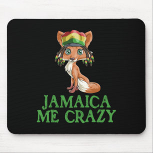 Jamaican Me Crazy Flag Fox T Shirt Hair Funny Regg Mouse Pad