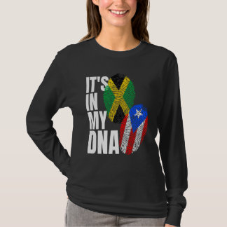 Jamaican Plus Puerto Rican Flag DNA Heritage Gift T-Shirt