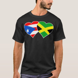 Jamaican Puerto Rican Heart Love Jamaica Puerto Ri T-Shirt