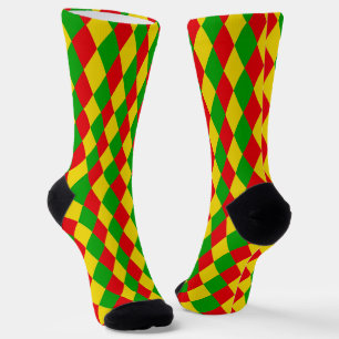 Jamaican Rasta Flag Colored Diamonds Patterned Socks