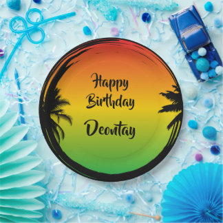Jamaican Rasta Reggae Caribbean Birthday Paper Plate