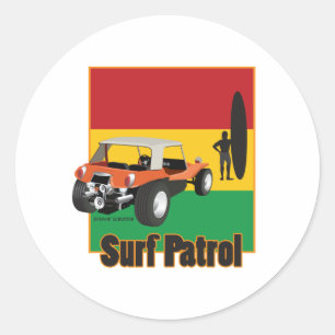 Jamaican Rasta Surfpatrol Buggy Classic Round Sticker