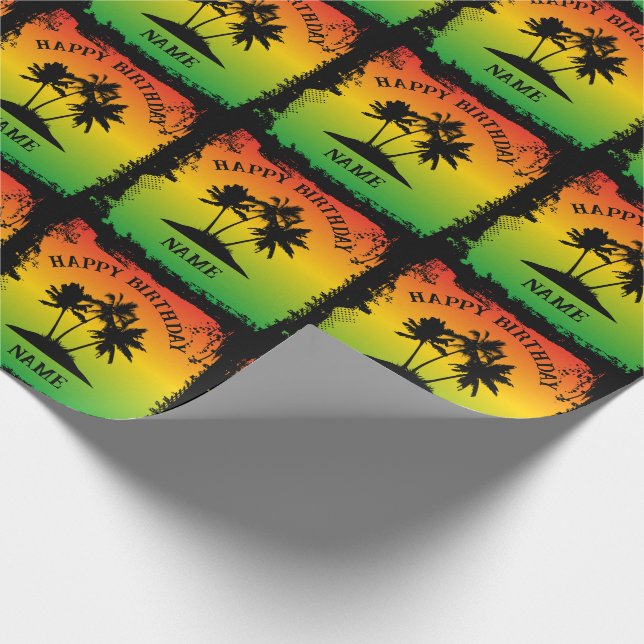 Jamaican Rastafarian Happy Birthday Wrapping Paper (Corner)