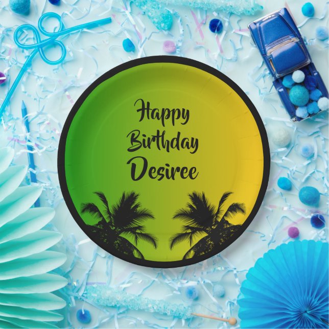 Jamaican Reggae Caribbean Birthday Paper Plate (Party)
