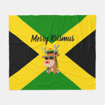 Jamaican Reindeer Christmas Blanket 