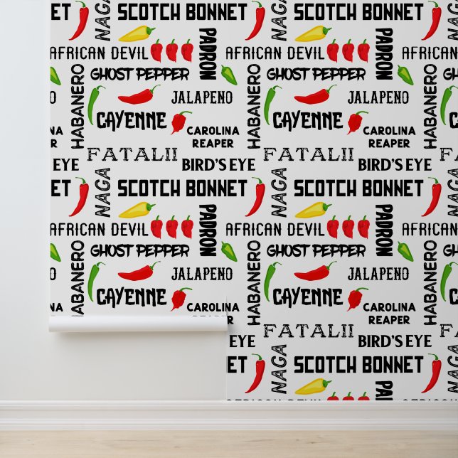 Jamaican Restaurant Spicy Chilli Pepper Pattern Wallpaper (Application)