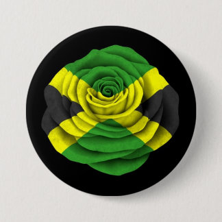 Jamaican Rose Flag on Black 3 Inch Round Button