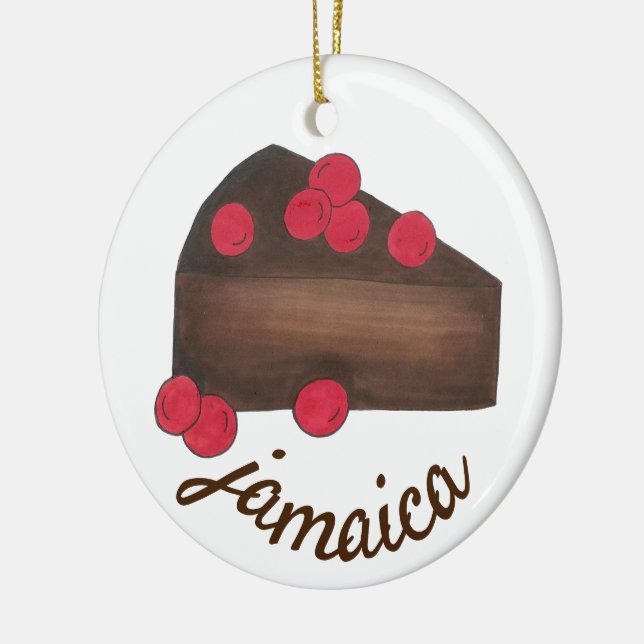 Jamaican Rum Cake Slice Caribbean Food Ceramic Ornament (Left)