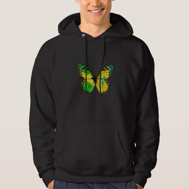 Jamaican Saint Vincentian Flag Butterfly   Hoodie (Front)