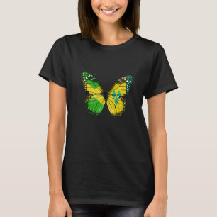 Jamaican Saint Vincentian Flag Butterfly   T-Shirt