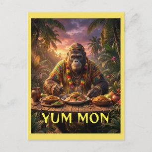 jamaican sasquatch lunch Yum mon sticker Postcard