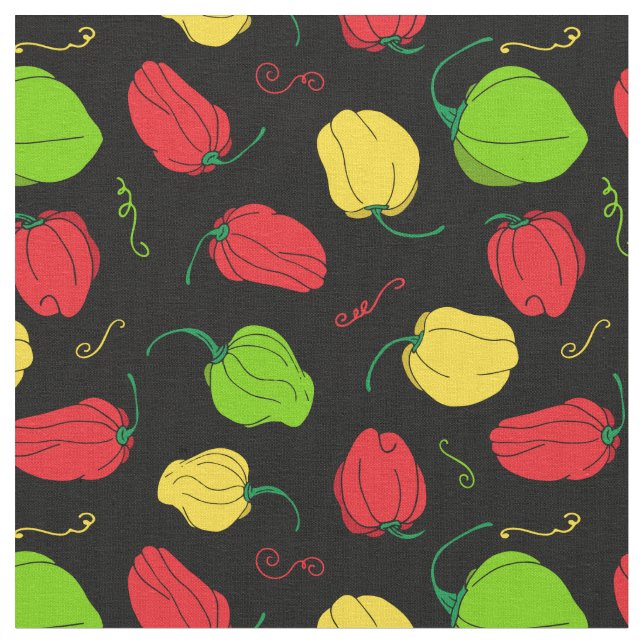 Jamaican Scotch Bonnet Chilli Pattern Fabric (Close Up)