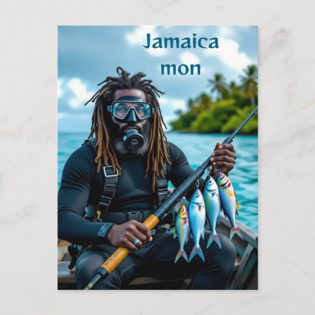 Jamaican spear fisherman postcard (Front)