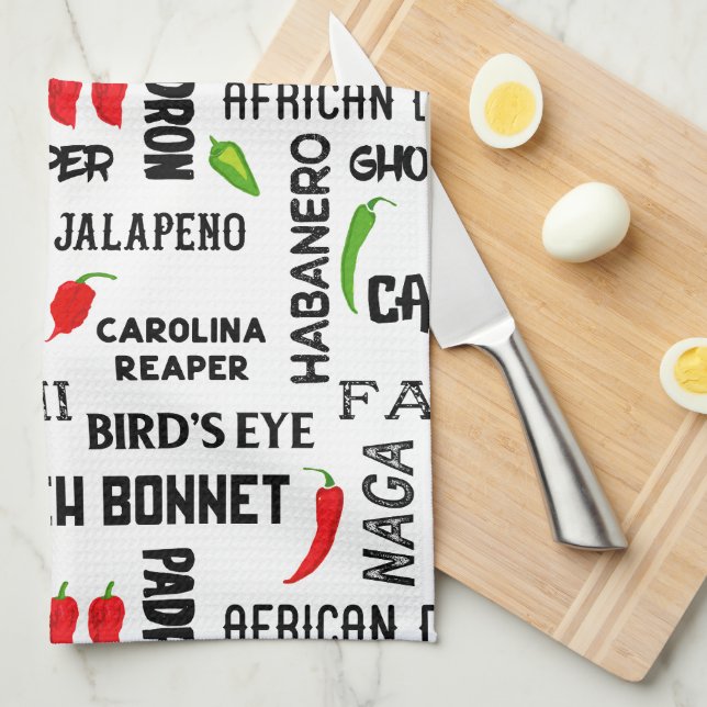 Jamaican Spicy Chili Peppers Kitchen Towel (Quarter Fold)