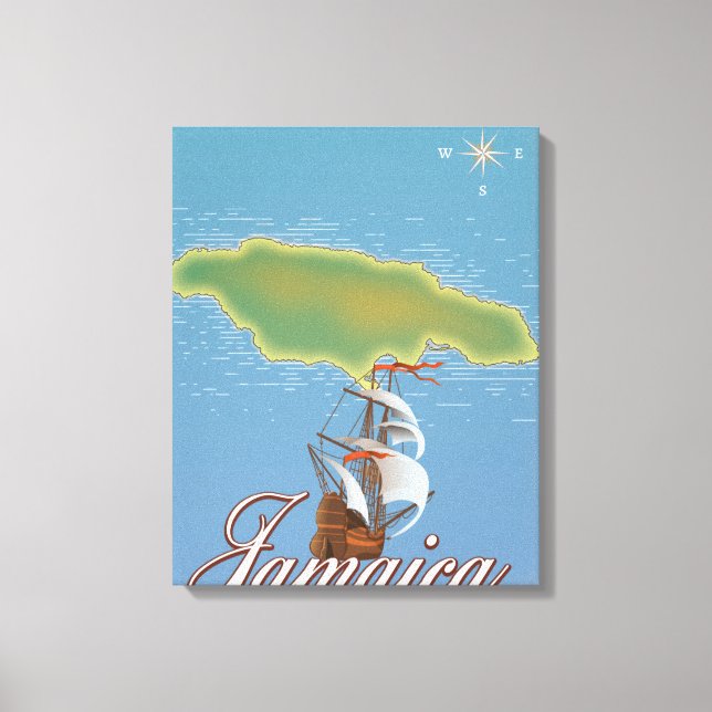 Jamaican Travel Island map Canvas Print (Front)