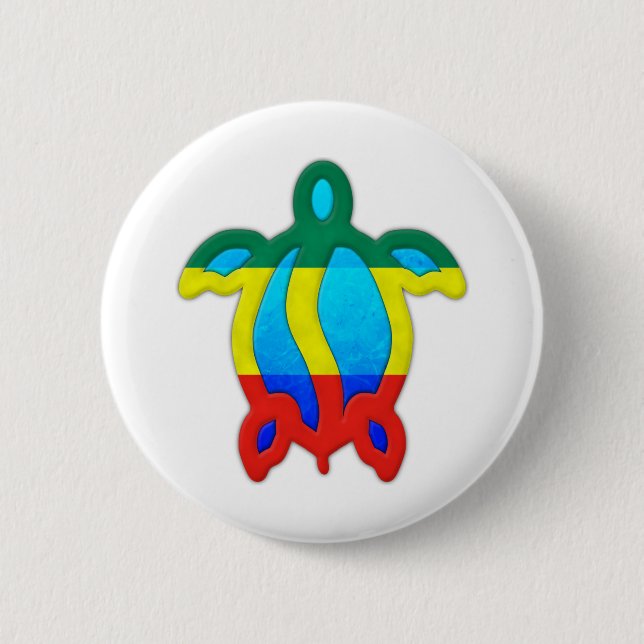 Jamaican Turtle 2 Inch Round Button (Front)