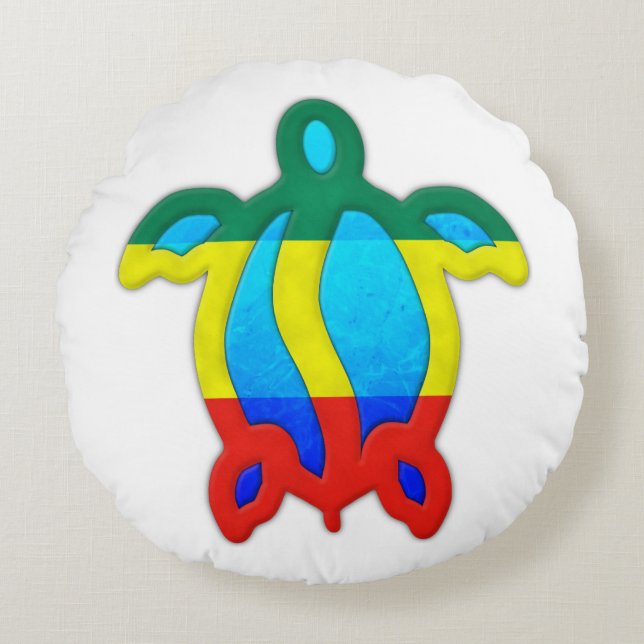 Jamaican Turtle Round Pillow (Front)